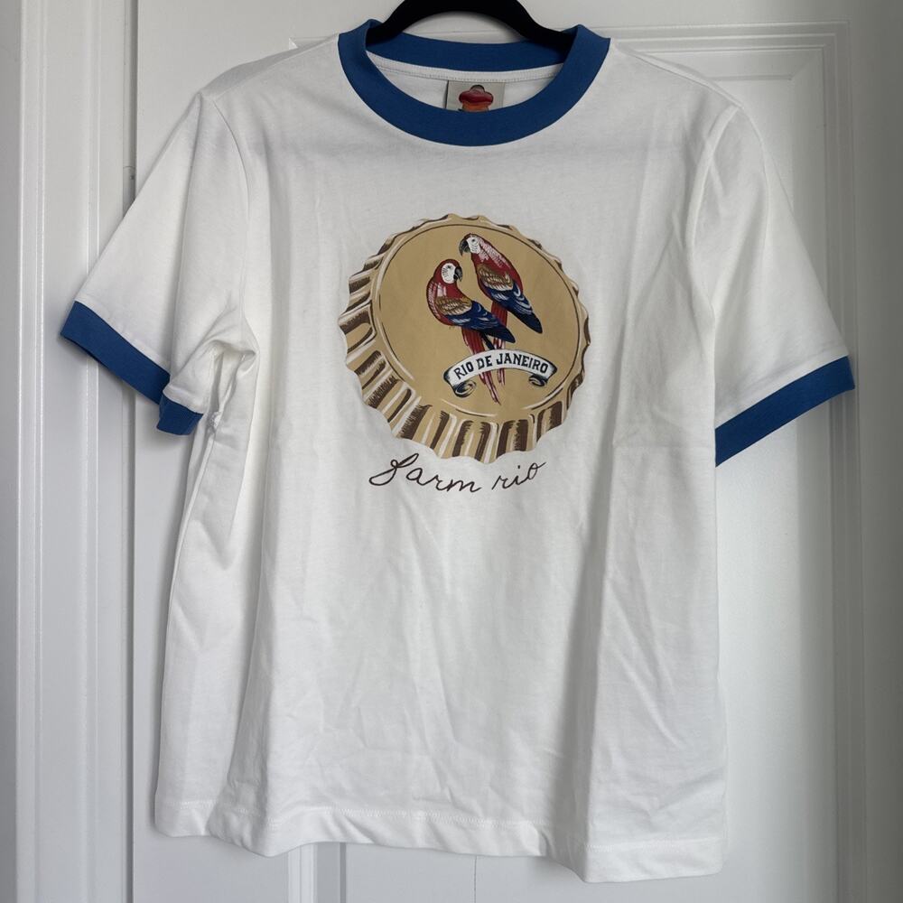 Farm Rio Off-White Beer Cap Baby T-Shirt Women’s Size Medium NWT - Picture 2 of 5
